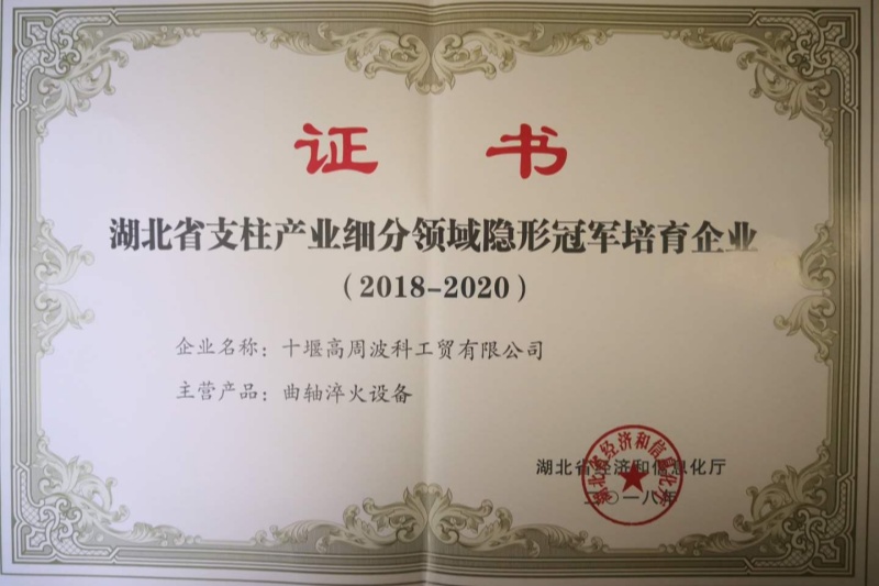 8-2018年曲軸淬火設備獲得湖北省支柱產業細分領域隱形冠軍培育企業.jpg